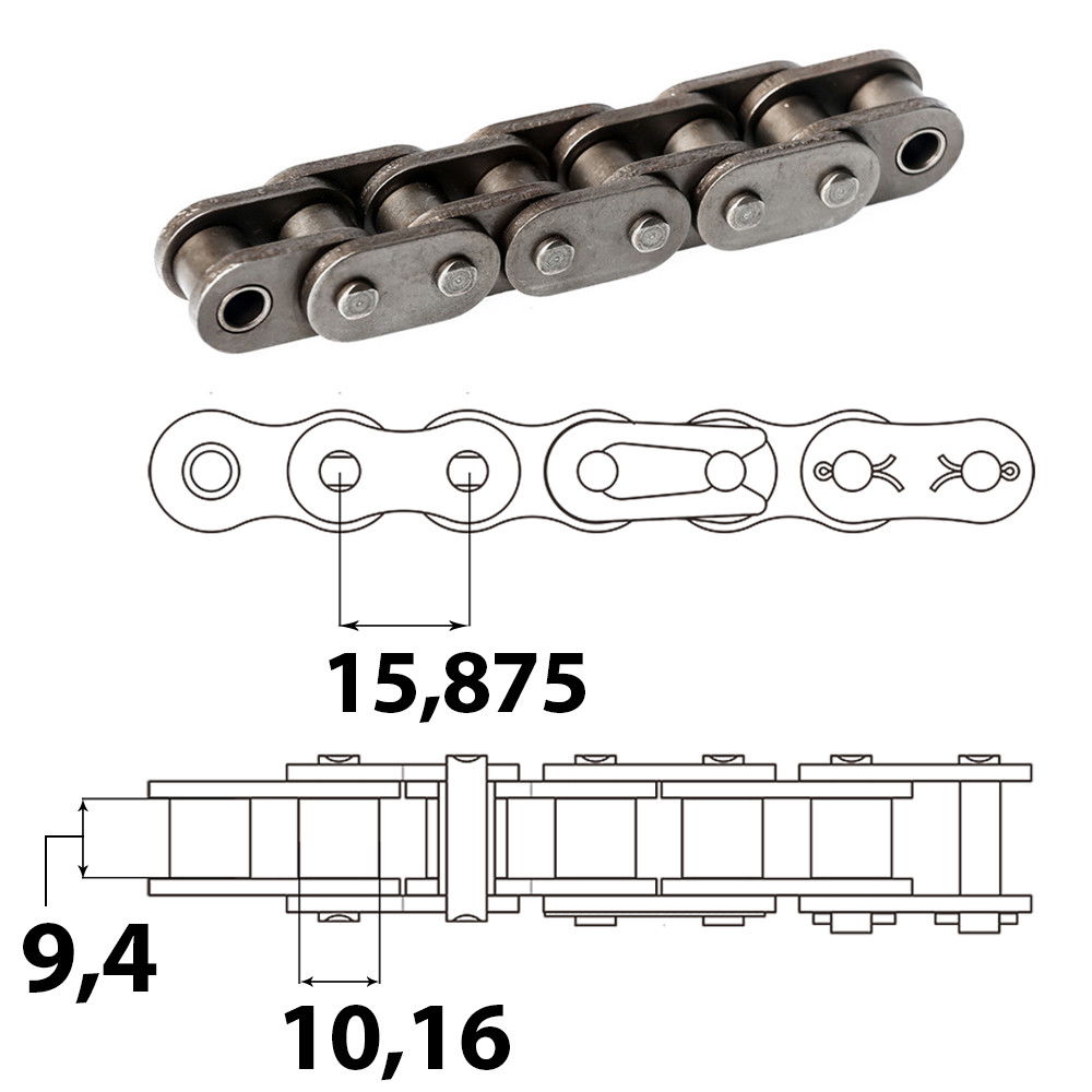 Vision 10A ASA 50 Ipari görgőslánc 15,875 X 9,4 mm (5 m) termék fő termékképe