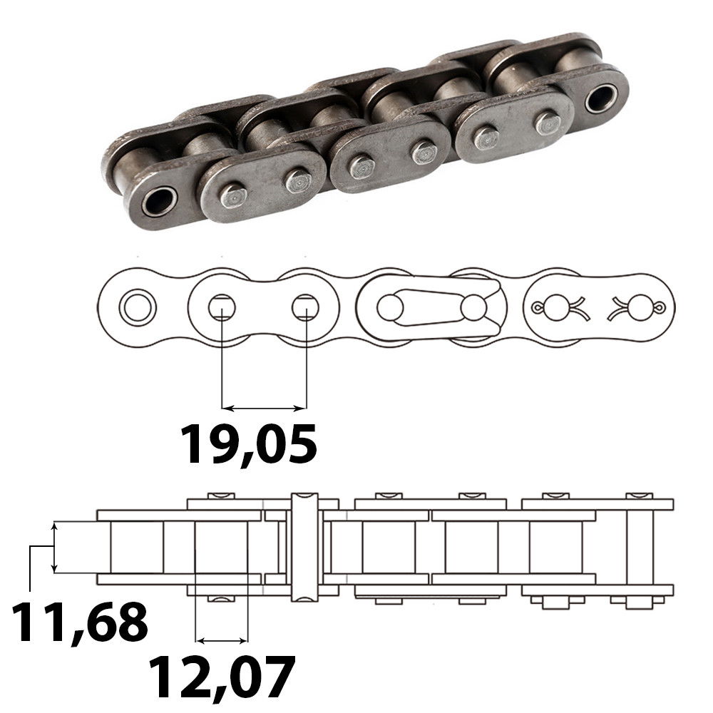Vision 12B Ipari görgőslánc 3/4" X 7/16'' (5 m) termék fő termékképe