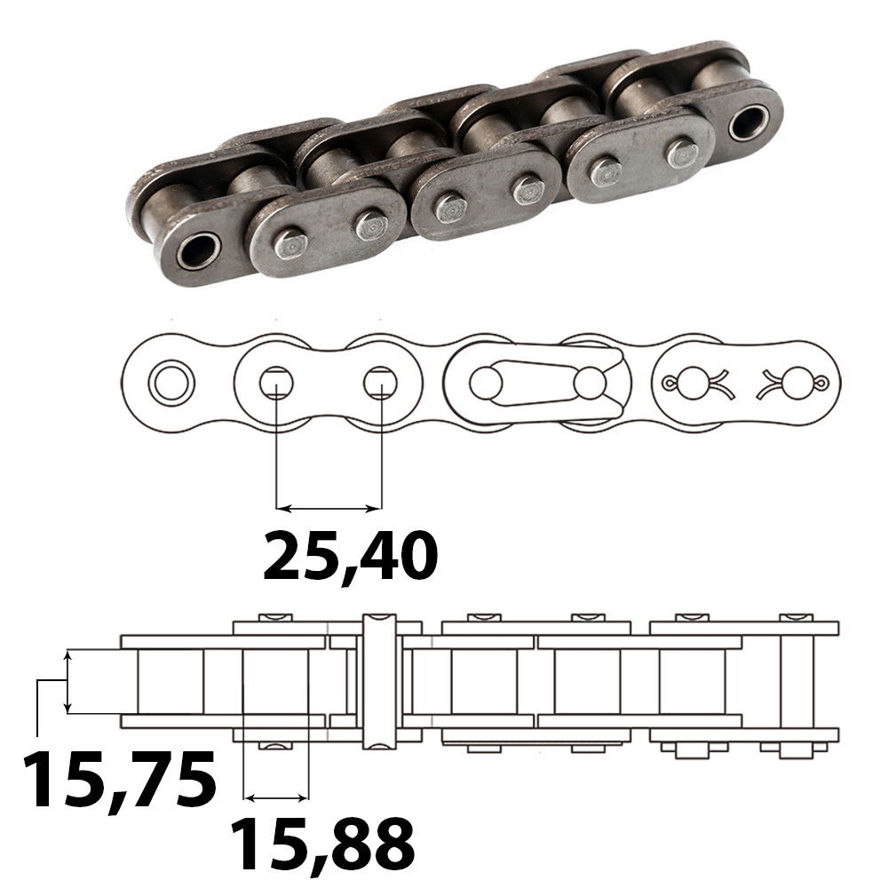 Vision 16A ASA 80 Ipari görgőslánc 25,4 X 15,75 mm (5 m) termék fő termékképe