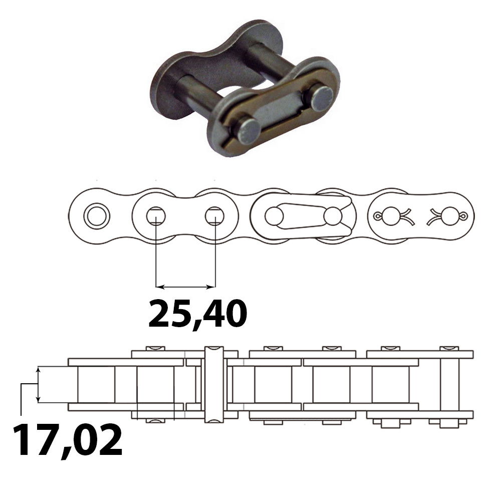 IWIS-Elite 16B ERŐSÍTETT Ipari görgőslánc egyenes patentszem 1'' X 17,02 mm termék fő termékképe