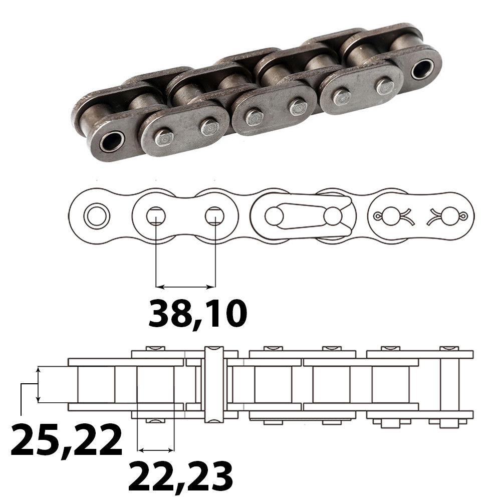 Vision 24A ASA 120 Ipari görgőslánc 38,10 X 25,22 mm (5 m) termék fő termékképe