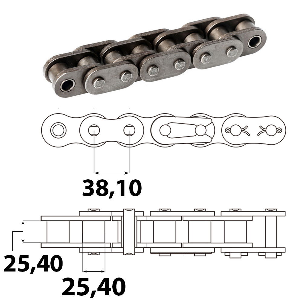 Vision 24B Ipari görgőslánc 1''1/2 X 1'' (5 m) termék fő termékképe