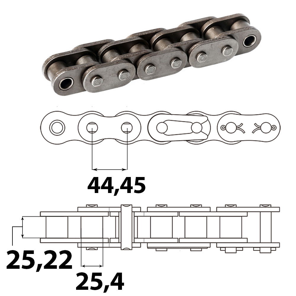 Vision 28A ASA 140 Ipari görgőslánc 44,45 X 25,22 mm (5 m) termék fő termékképe