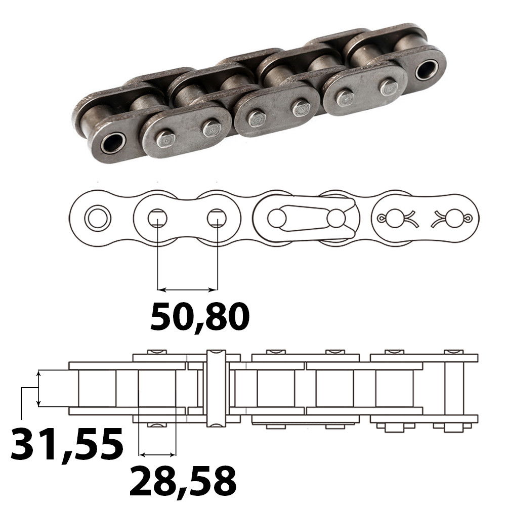 Vision 32A ASA 160 Ipari görgőslánc 50,80 X 31,55 mm (5 m) termék fő termékképe