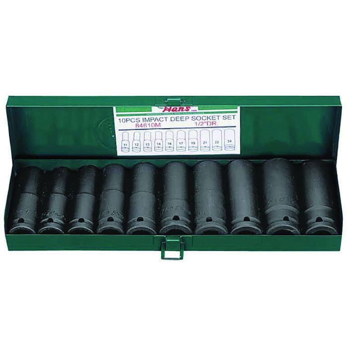 Hans Tools 1/2" gépi dugókulcs készlet 10 részes (10, 12, 13, 14, 16, 17, 19, 21, 22, 24 mm) termék fő termékképe
