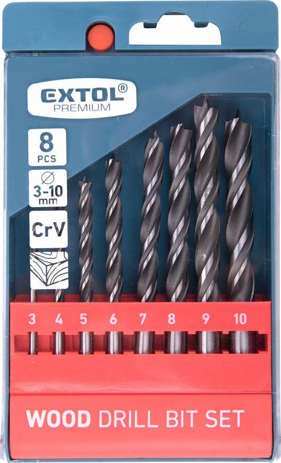 EXTOL Fafúró, 8db-os készlet, O 3-10mm, CrV termék fő termékképe