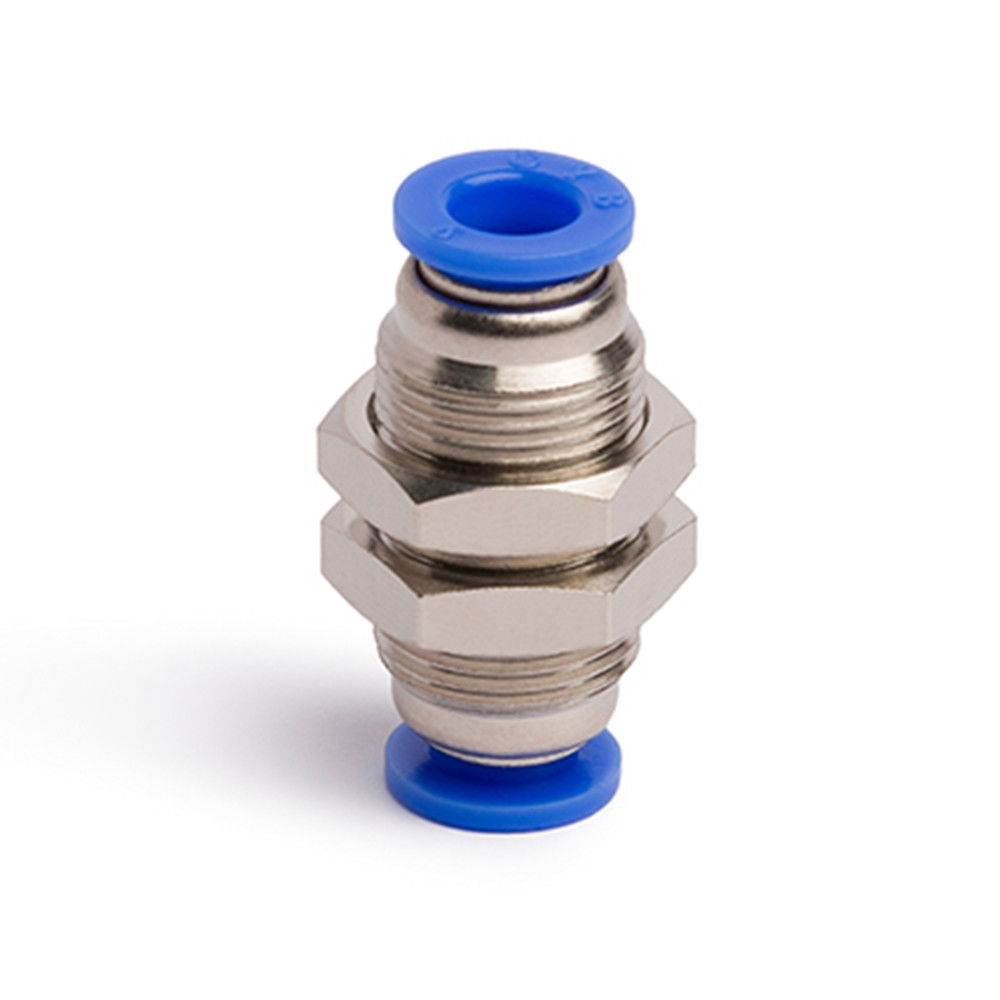 PUSH-IN pneumatikus, levegős gyorscsatlakozó egyenes szerelőfalas összekötő termék fő termékképe