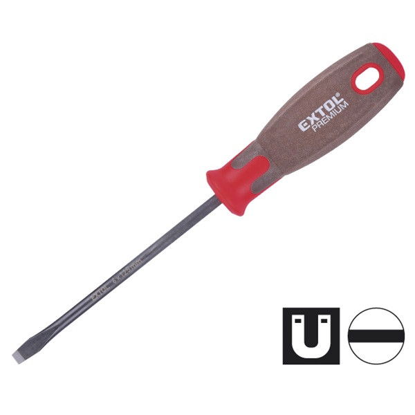 EXTOL csavarhúzó lapos, CV., mágneses, SUPERGRIP markolat; 3×75mm termék fő termékképe