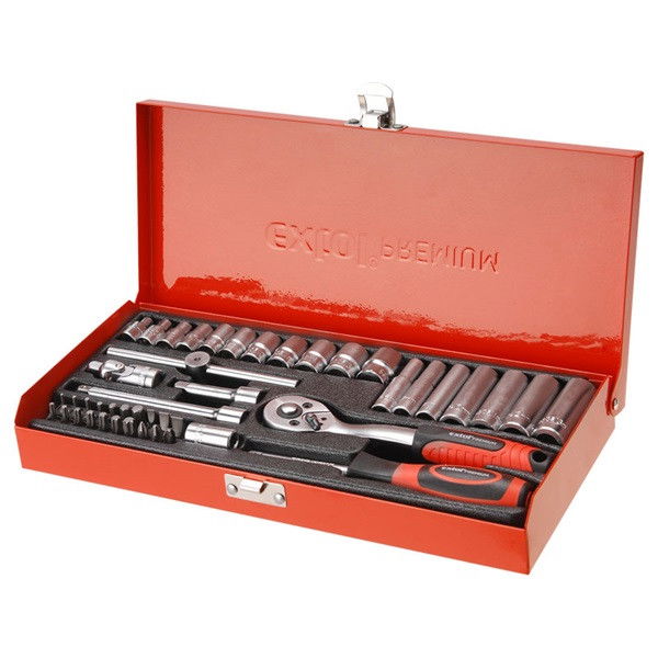 EXTOL dugókulcs klt., CV., racsnis 45fog ; 1/4", 45db, 4-14mm, fém doboz termék fő termékképe