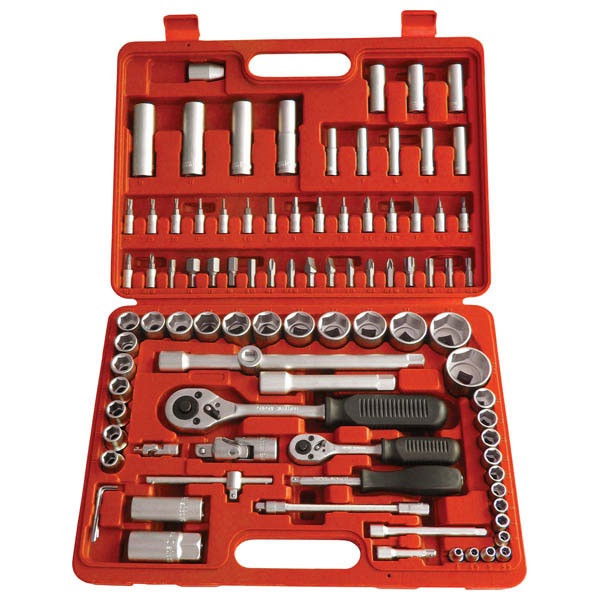 EXTOL dugókulcs klt., CV., racsnis 45fog ; 1/4" és 1/2", 94db, 4-32mm, 32db bit(lapos, kereszt,imbusz,torx), gyertyakulcs16&21 termék fő termékképe