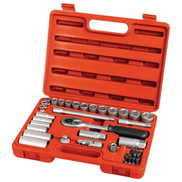 EXTOL dugókulcs klt., CV., racsnis 45fog ; 3/8", 39db, normál(8-22mm) és hosszú(8-19mm) dugófejek, gyertyakulcs 16&21mm, 11 bit termék fő termékképe