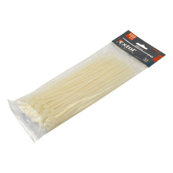 EXTOL kábelkötegelő 4,8×300mm 100db, fehér nylon termék fő termékképe
