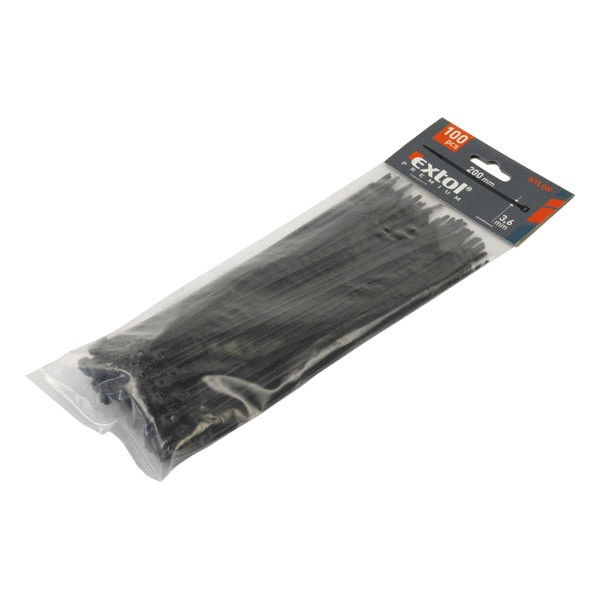 EXTOL kábelkötegelő 3,6×200mm 100db, fekete nylon termék fő termékképe