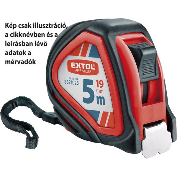 EXTOL mérőszalag, gumírozott, 1 stoppos, 5m×19mm termék fő termékképe