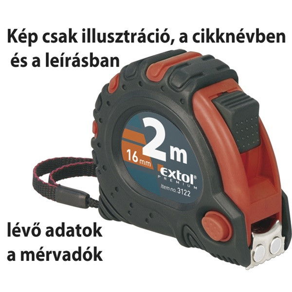 EXTOL mérőszalag, gumírozott, mágneses 3 stoppos; 3m×19mm termék fő termékképe