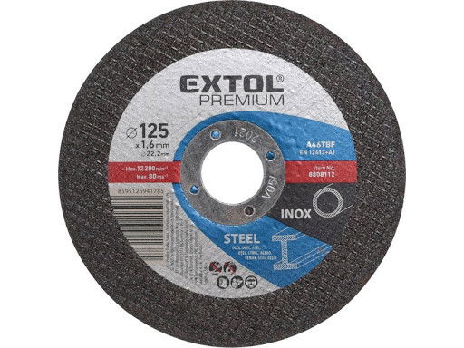 Extol Premium vágókorong acélhoz, kék; 125×2,5×22,2mm, max 12200 ford/perc, 8808122 termék fő termékképe