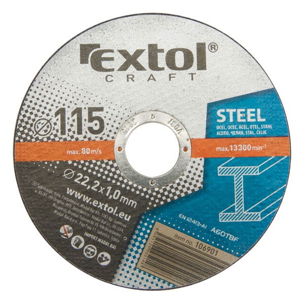 Extol Craft vágókorong fémhez; 115×1,6×22,2mm, max. 13.300 ford/perc, 106910 termék fő termékképe