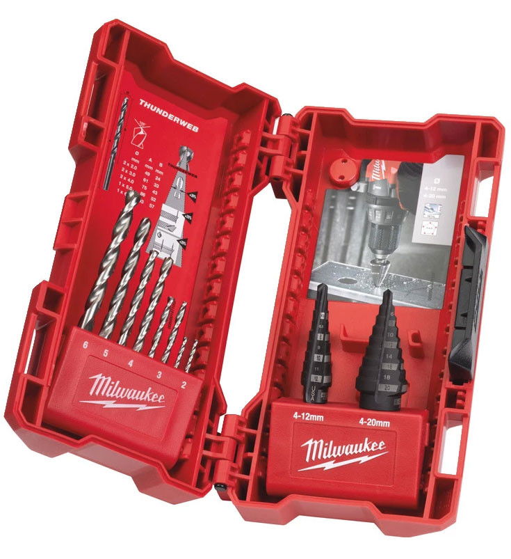 Milwaukee Lépcsős fúró és Thunderweb fémfúró készlet, 10 részes termék fő termékképe