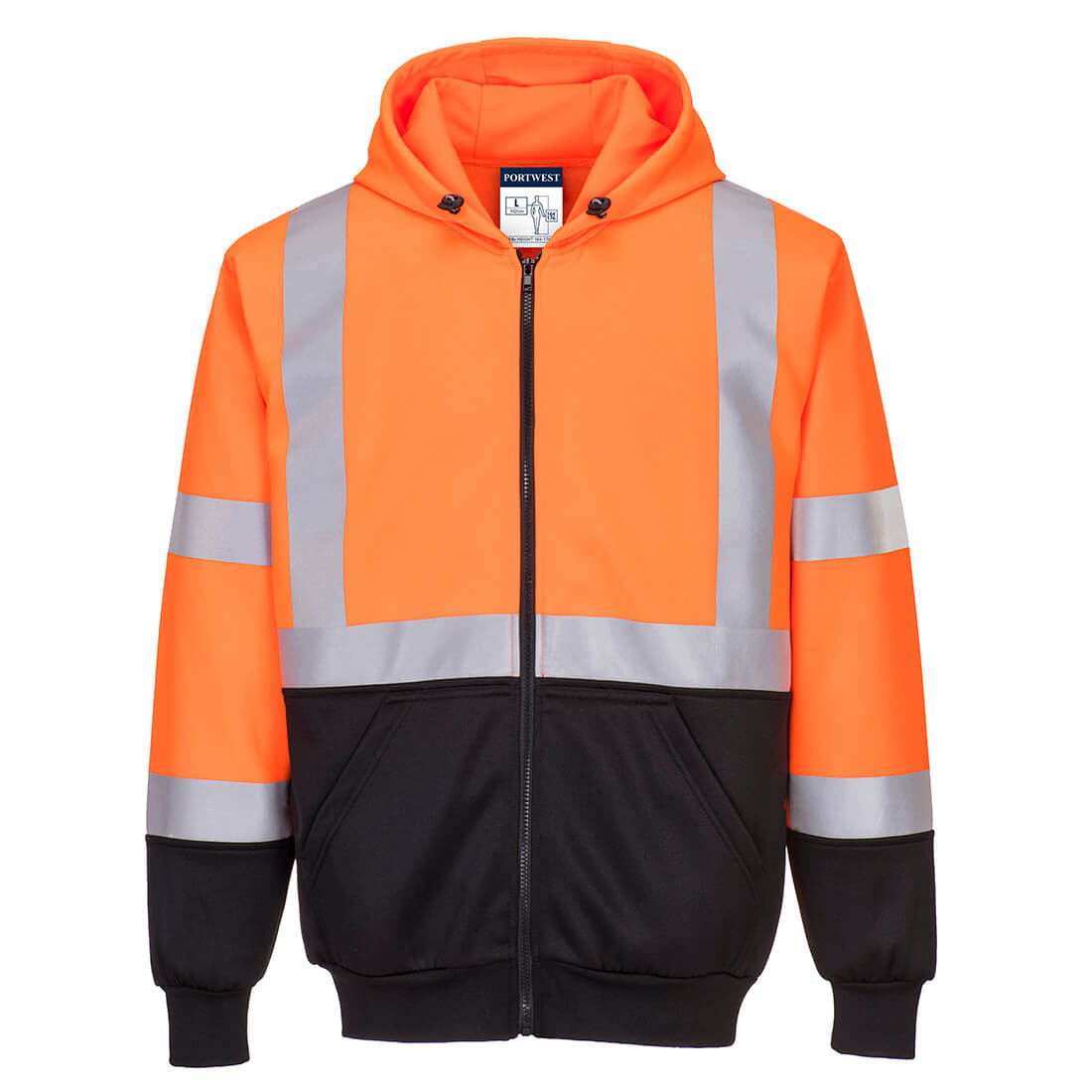 Portwest B315 - Hi-Vis kéttónusú kapucnis pulóver, narancs/fekete termék fő termékképe