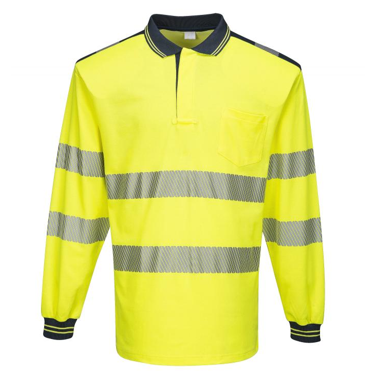 Portwest T184 - PW3 Hi-Vis hosszú ujjú pólóing, sárga/tengerészkék termék fő termékképe
